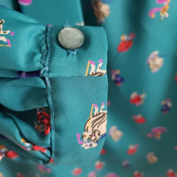 Vintage Necktie Blouse in Dancing Ladies Print - Picture 4 of 7